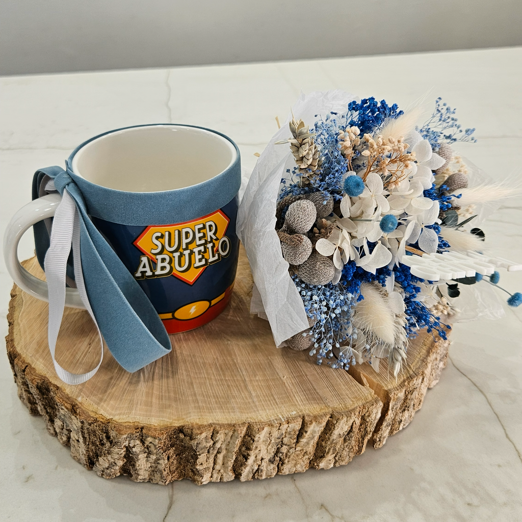 Ramo Floral en Taza Personalizada `Super Abuelo´