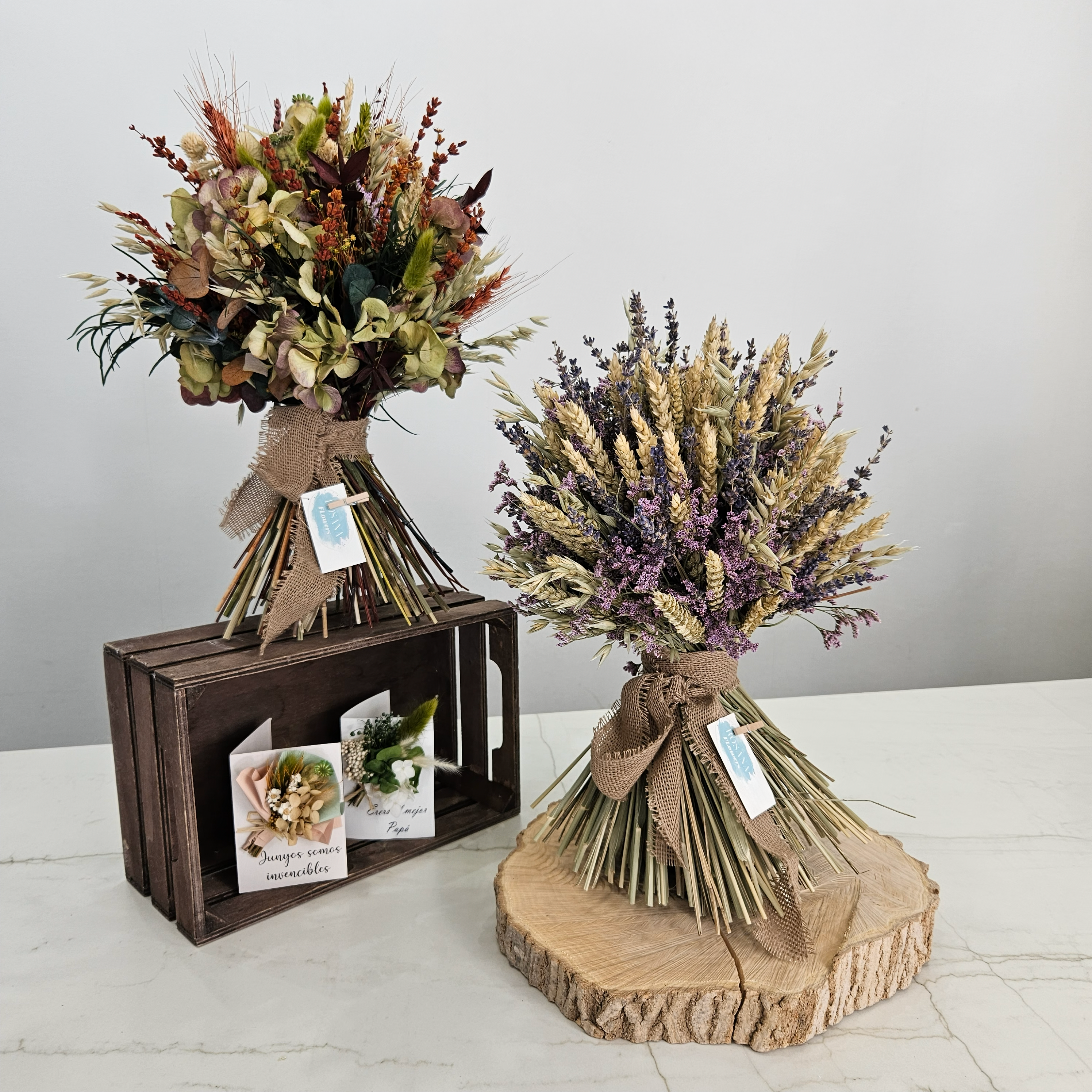 Ramo compacto de flores preservadas